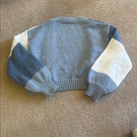 SHEIN Blue and White Colorblock Cardigan - Picture 3 of 4